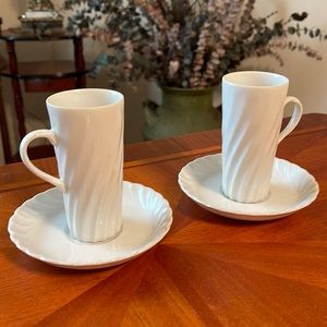 Vintage FF Japan Tall Espresso Cups and Saucers